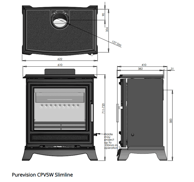 Purevision PV5 5kW Wood Burning / Multi Fuel Stove