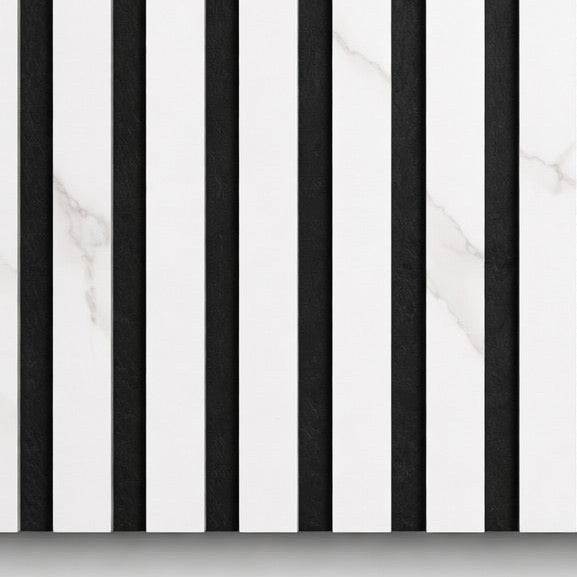 Acoustic White & Grey marble Premium wooden wall Panel 2400mm x 600mm