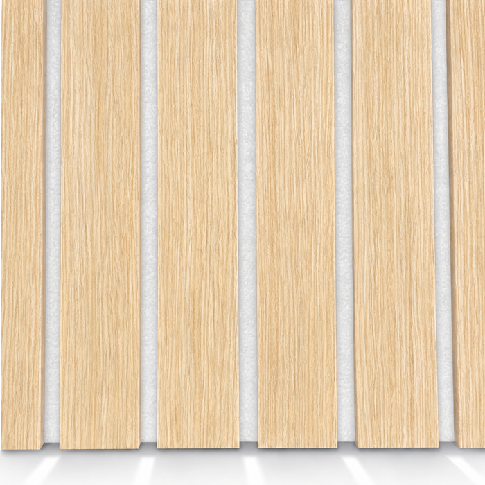 Extra wide Premium Oak on Grey Felt 3 sided Acoustic Premium slatted wooden wall Panels 2400mm x 640mm