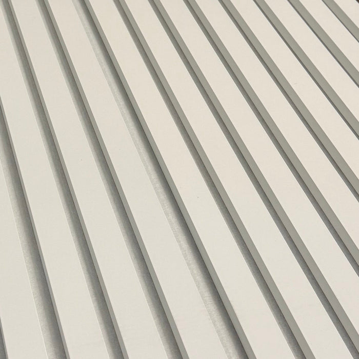 White on white felt back Acoustic Premium slatted wooden wall Panels 2400mm x 640mm x 21mm