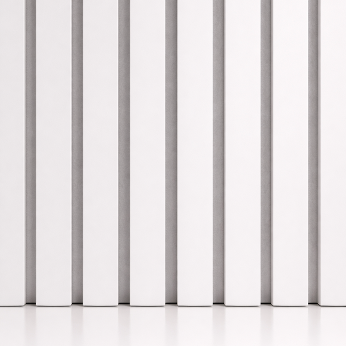 3 sided White on white felt back Acoustic Premium slatted wooden wall Panels 2400mm x 640mm - X1 Panel