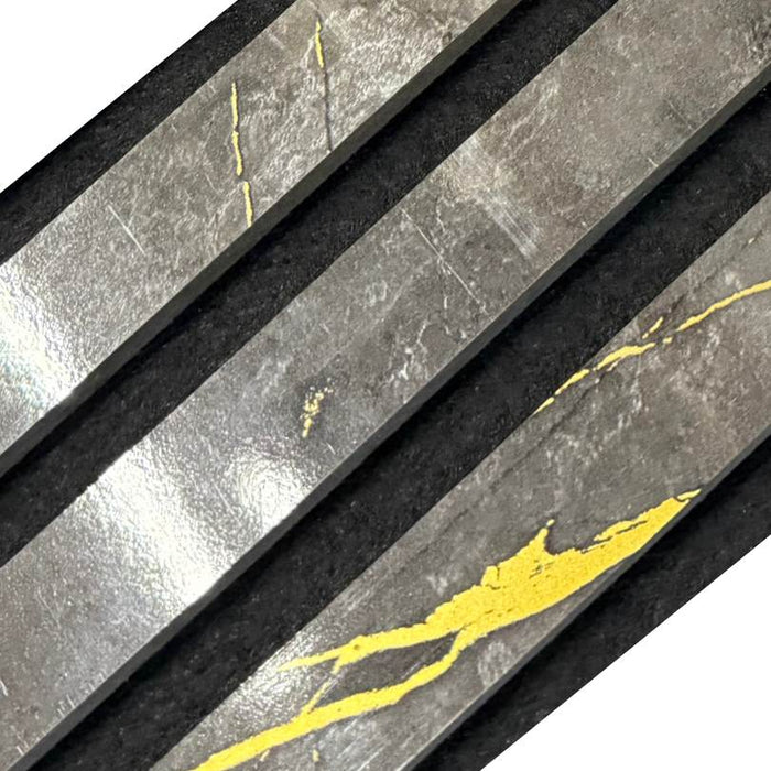 Black & Gold Acoustic slatted wooden felt back wall Panels 2400mm x 600mm - x1 Panel