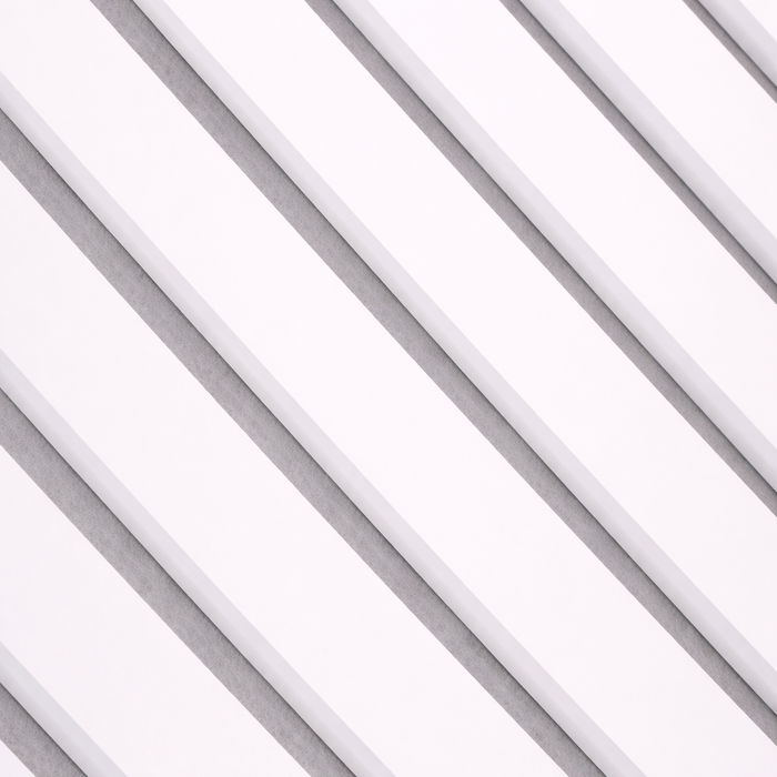 3 sided White on white felt back Acoustic Premium slatted wooden wall Panels 2400mm x 640mm - X1 Panel
