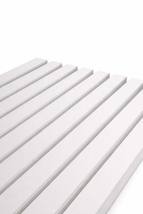 3 sided White on white felt back Acoustic Premium slatted wooden wall Panels 2400mm x 640mm - X1 Panel