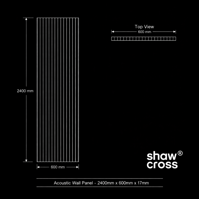 Premium Acoustic Wall Panels – Wooden Slatted Felt Back Panel 2400mm x 600mm x 17mm (1.44m²)