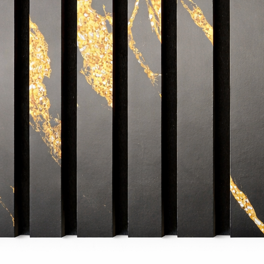 Black & Gold Designer Acoustic Premium wooden wall Panel 2400mm x 600mm x 23mm