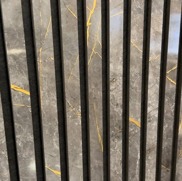 Black & Gold Acoustic slatted wooden felt back wall Panels 2400mm x 600mm - x1 Panel