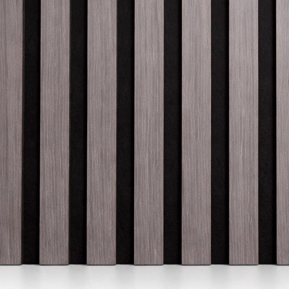 Light Grey Acoustic Premium slatted wooden felt back wall Panels 2400mm x 600mm - x1 Panel