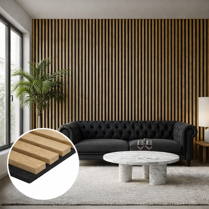 Acoustic Premium Plus wooden wall Panel 2400mm x 600mm 20mm (1.44m²) Per panel - Multiple Colours