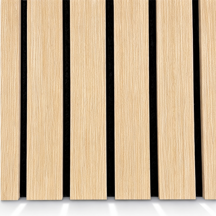 White Oak 3 sided Extra wide Acoustic Premium slatted wooden wall Panels 2400mm x 640mm