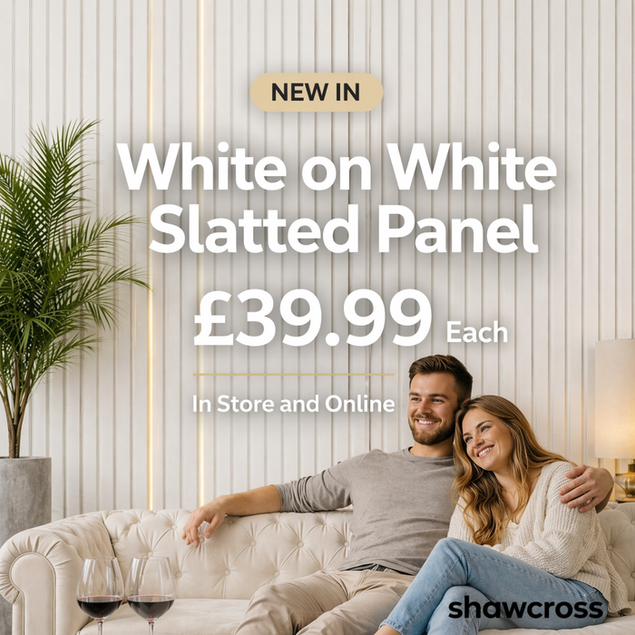 3 sided White on white felt back Acoustic Premium slatted wooden wall Panels 2400mm x 640mm - X1 Panel