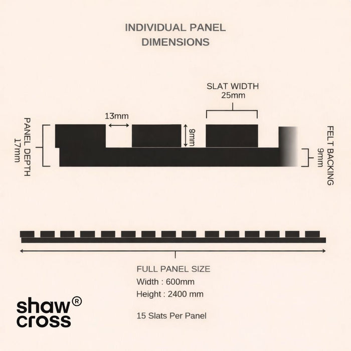 Black & Gold Acoustic Premium slatted wooden felt back wall Panels 2400mm x 600mm - x1 Panel