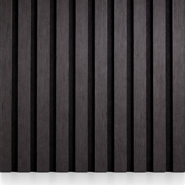 Jet black Acoustic Premium slatted wooden felt back wall Panels 2400mm x 600mm - x1 Panel