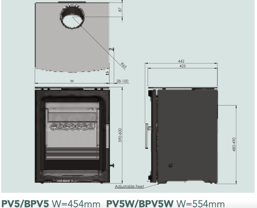 Purevision PV5 5kW Wood Burning / Multi Fuel Stove