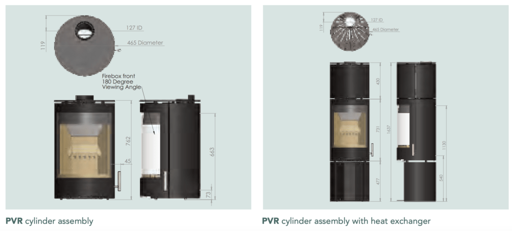 Purevision PVR Cylinder Square Back Multi Fuel Stove